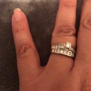 Diamond wedding ring set 14k white gold size 5.5